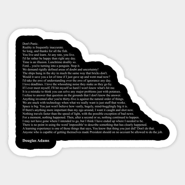 Douglas Adams Quotes Sticker by qqqueiru